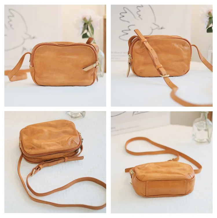 borsa a tracolla piccola da donna in pelle di vacchetta primo strato per feste quotidiane del fine settimana, borsa a tracolla in vera pelle di mucca fatta a mano di stilista