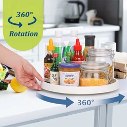 360 Degree Rotating Storage Shelf Bathroom Turntable Cabinet Non-Slip Organizer Tray Spice   Round Rack Plate for Kitchen Season