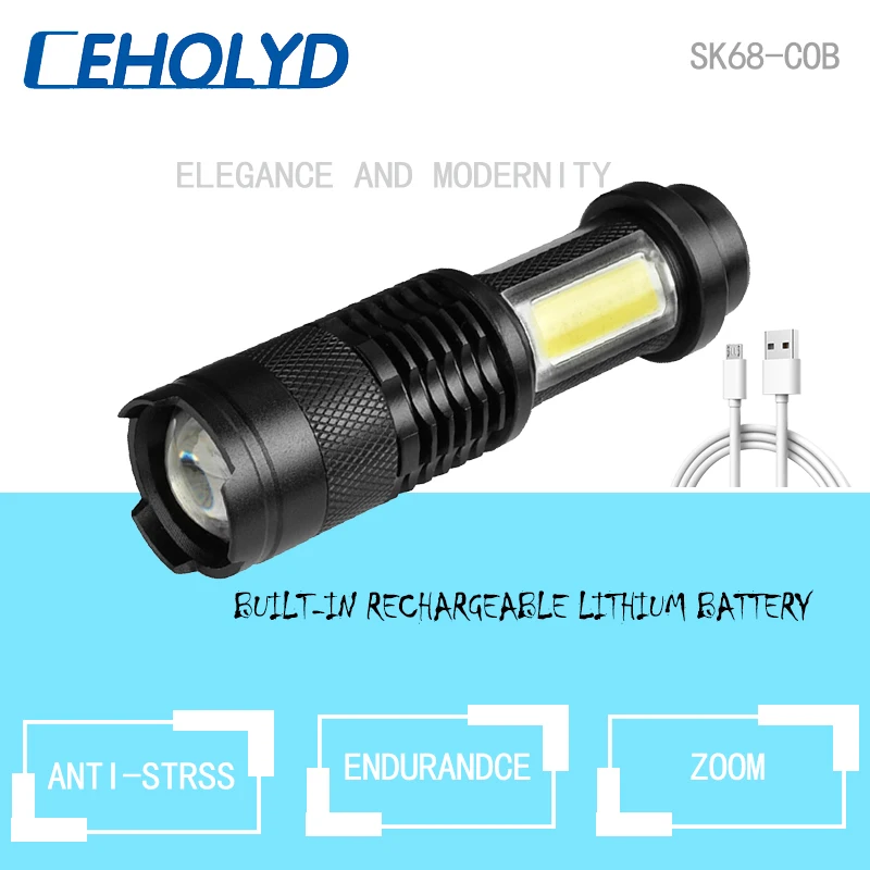 

2000lm Built in Battery Adjustable Zoomable Light 10w Mini Portable Led Flashlight Lantern XP-GQ5 Torch Aluminum Sport Bulbs