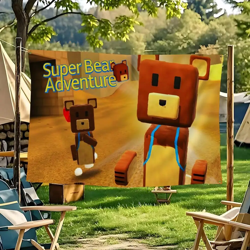 Game S-Super Bear A-Adventure Flags Flags for Room, Bedroom, Home, Outdoor, Wall Hanging, Concert Print, Art Banner