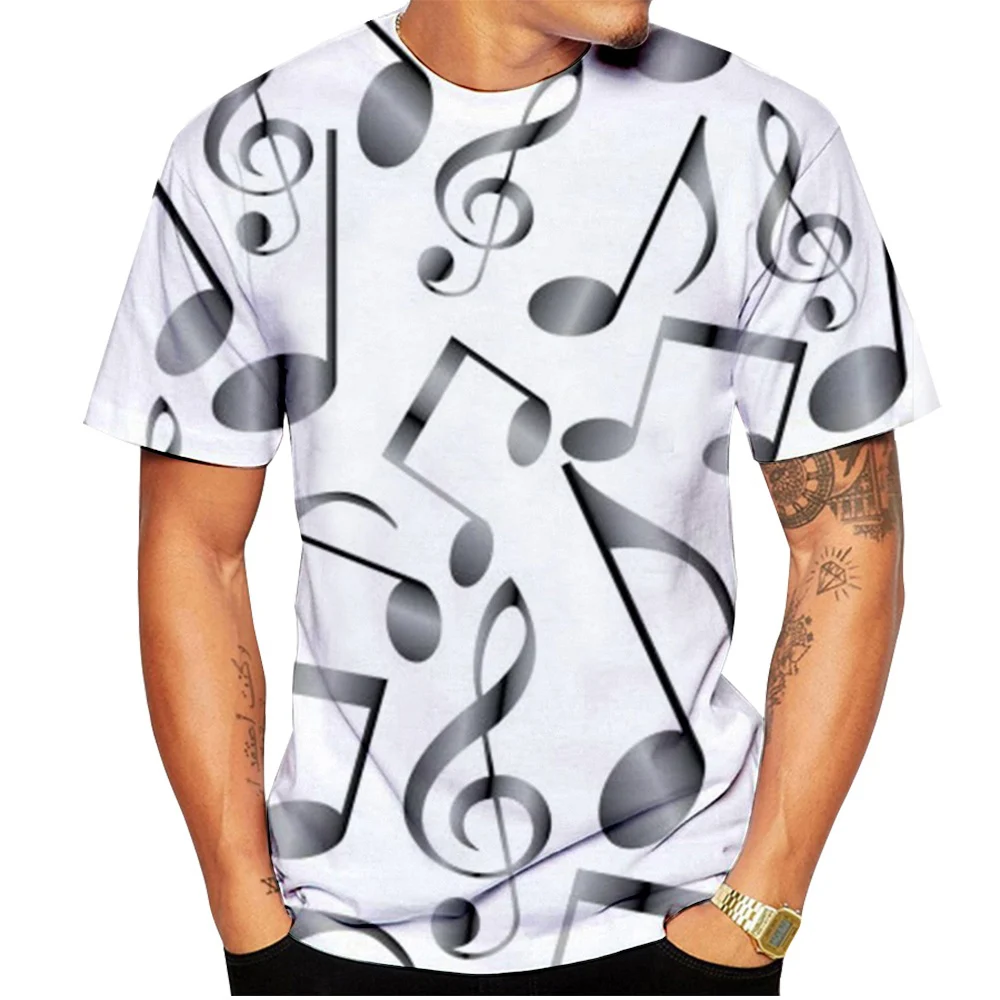 Fashion Music Note 3D Print T Shirts Men Woman Hip Hop Streetwear Short Sleeve T-Shirt Oversized Harajuku Kids Top Tees Clothing