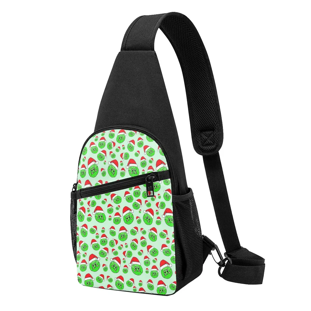Christmas Brussels Sprouts Chest Bag Men Sling Crossbody Backpack Chest Bag Traveling Hiking Daypack Shoulder Bag