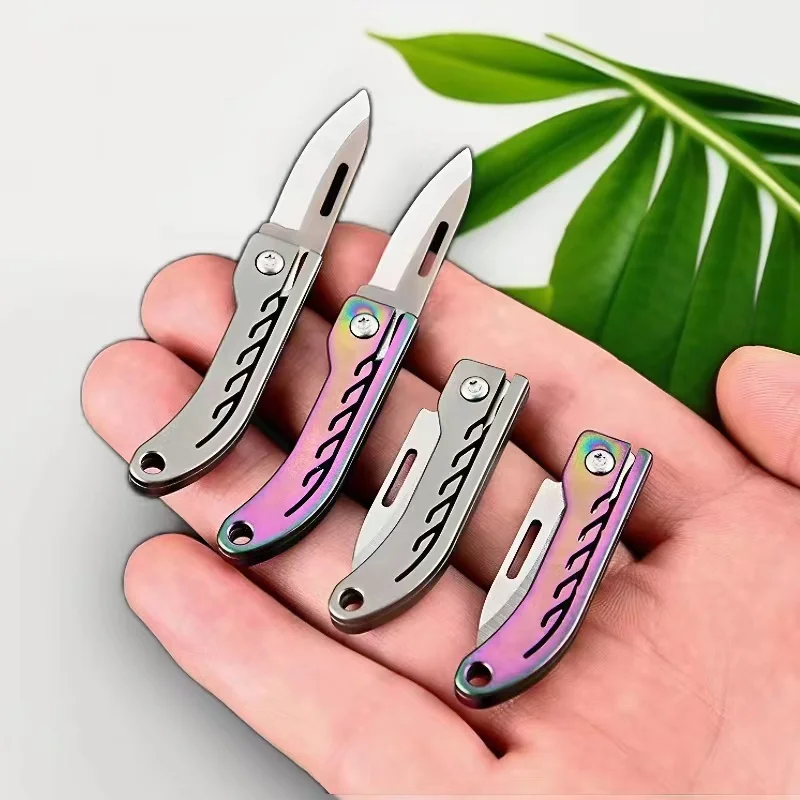 Titanium Alloy Mini Folding Knife Made of High Hardness Steel for Quick Opening, Portability, and Strong Practicality