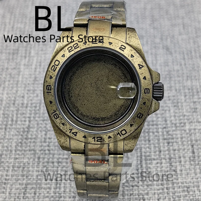 BLIGER 40mm Retro Bronze Watch Case With Bracelet Sapphire Glass Fit NH34 NH35 NH36 NH38 NH39 PT5000 ETA2824 Movement Watch Par