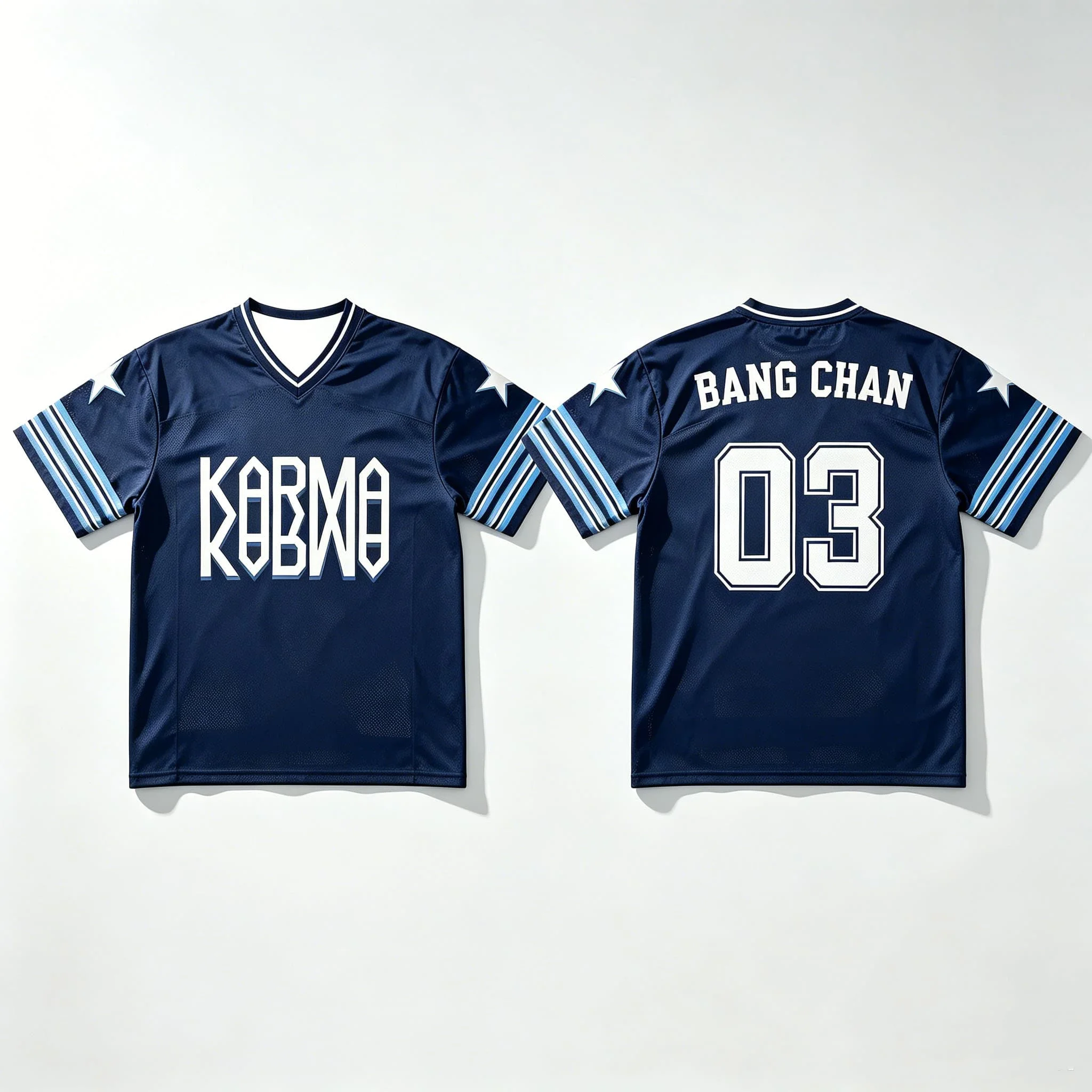 Kpop Felix #15 Karma Printed Soccer Jersey Navy V-neck Star Tshirt Men Women Oversized Y2K Street Style Fans  Sports Jersey Tee
