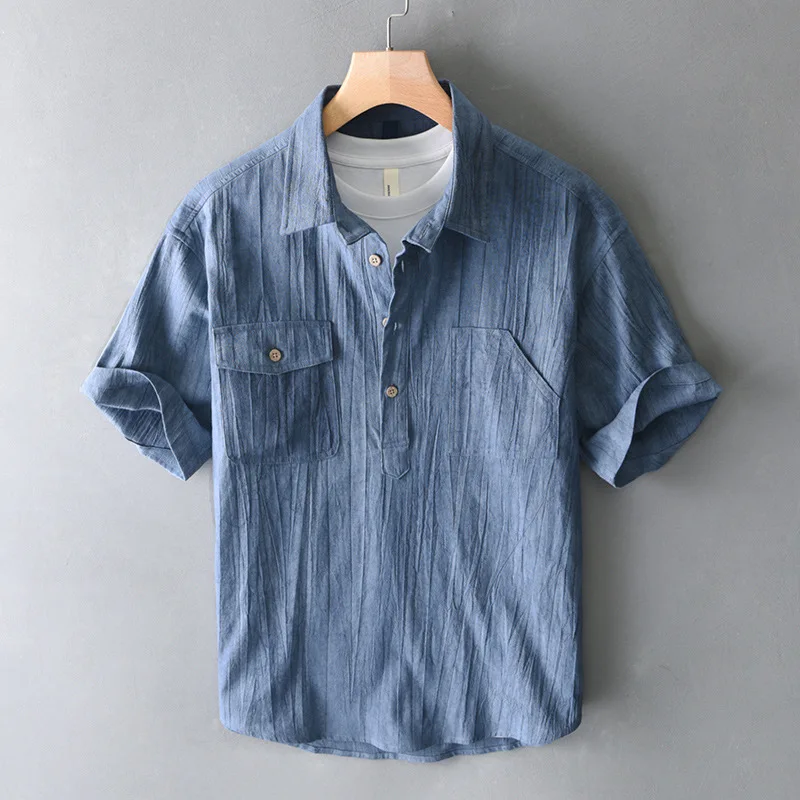 men's-cotton-linen-short-sleeve-shirt-vintage-turn-down-collar-japanese-style-casual-loose-fit-color-t219-summer-fashion