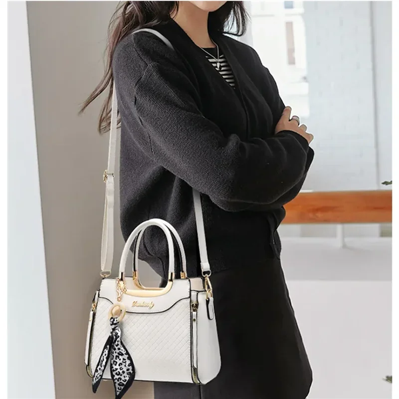 Women Bag 2024 New Small Shoulder Bag Black Ribbons Crossbody Plaid Good Quality Fashion Handbags