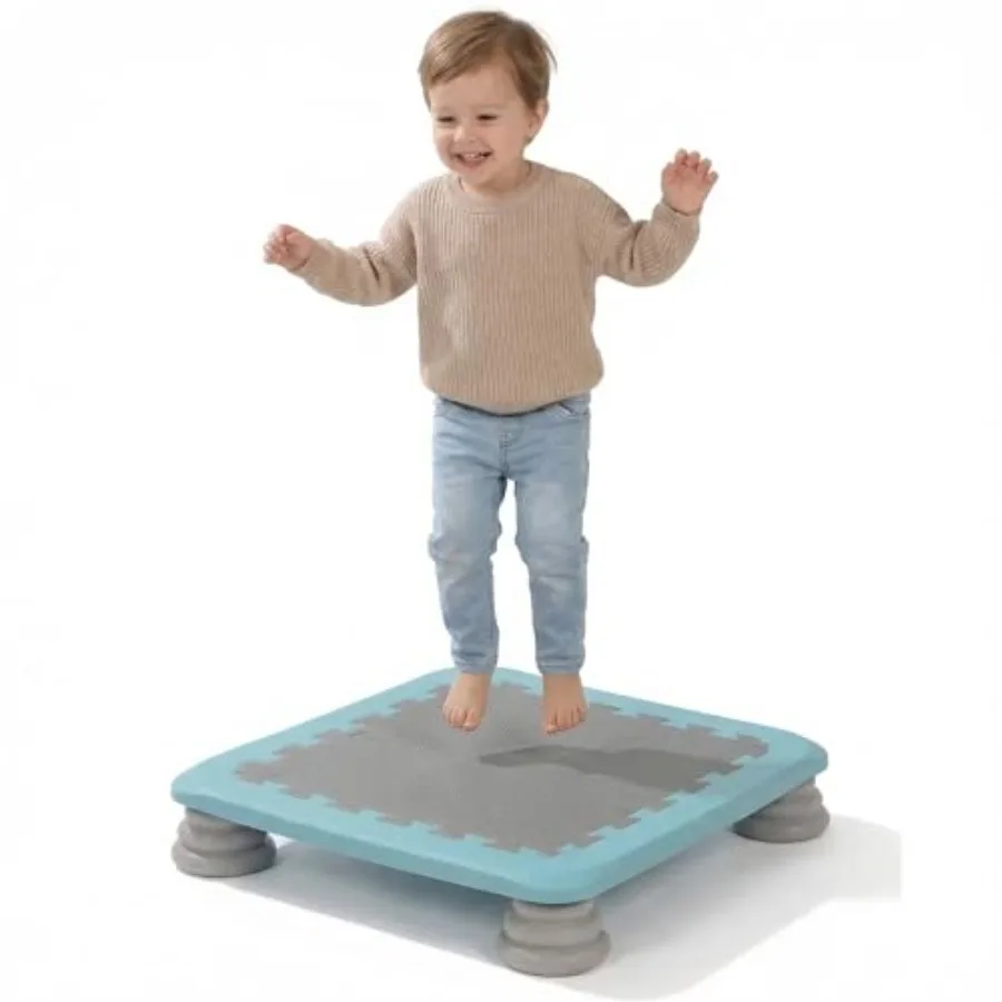 

Indoor mini trampoline for kids ages 3+ 25-inch sensory bounce board with stable base non-slip rebounder board in blue enhances