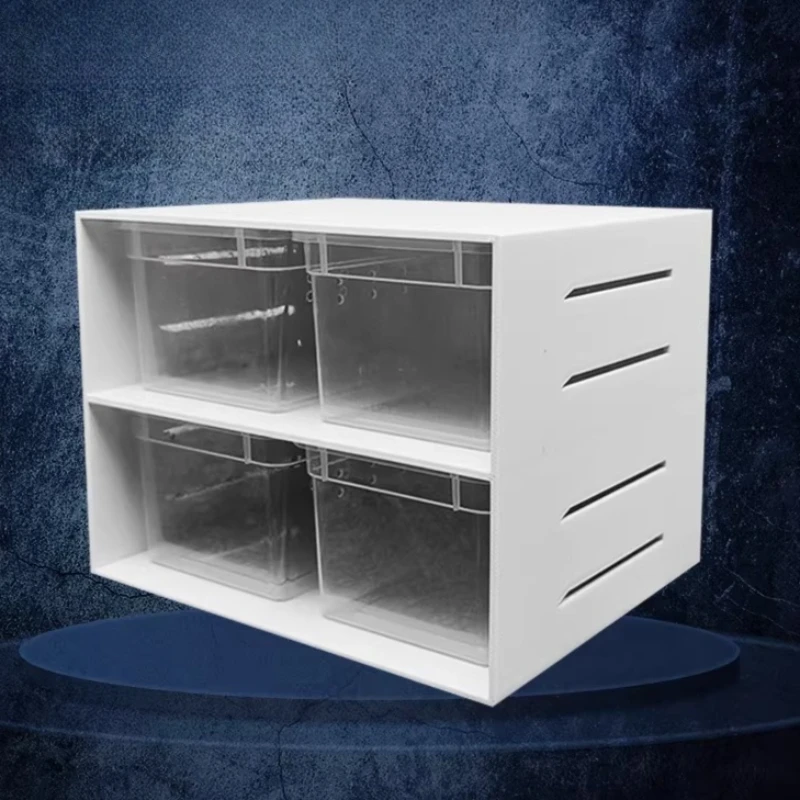 Caja de Alimentación para Reptiles con Cajón, Terrario Transpirable para Lagartos, Geckos, Escorpiones, Insectos, Serpientes, Caja de Cría Pequeña, Hábitat para Mascotas Reptiles