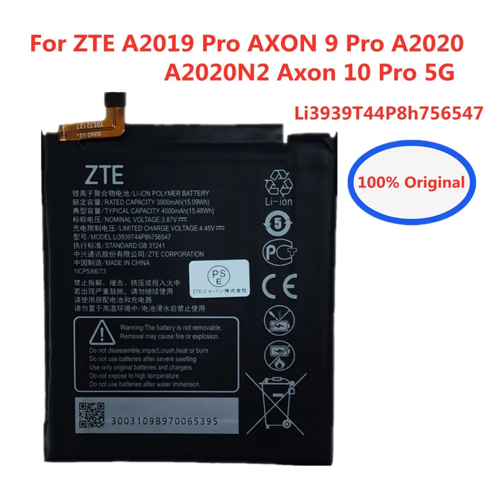 

Новый оригинальный аккумулятор Li3939T44P8h756547 для смартфона ZTE AXON 9 Pro A2020 A2019 Pro A2020N2 Axon 10 Pro, батареи 4000 мАч