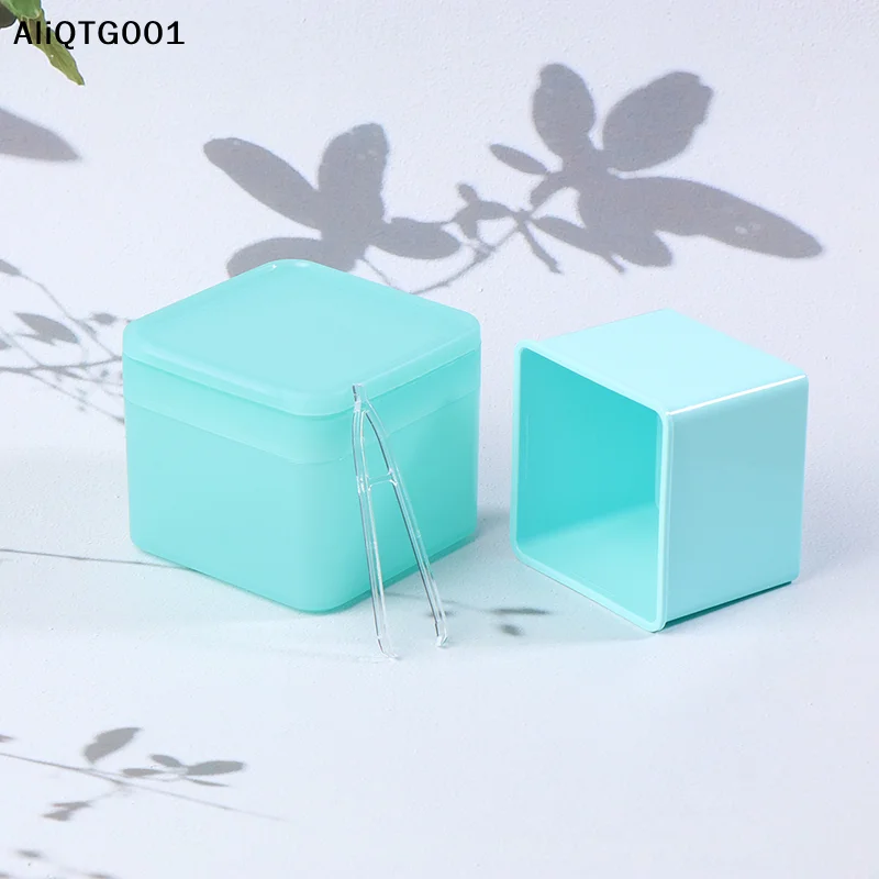300g Double Layer Square Makeup Remover Cotton Box with Flip Cover Self-Matching Tweezers Storage Pads for Beauty Essentials