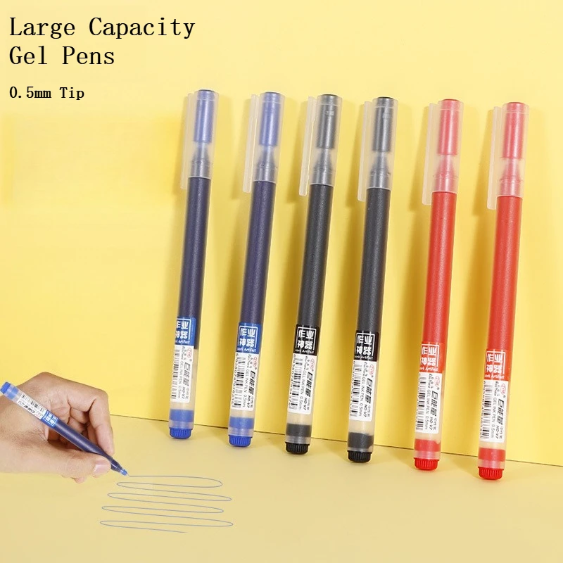 

6/12 Pcs Gel Pens Smooth Writing for Exam Black/Red/Blue 0.5mm Tip Large Capacity Ink Gel Pens Office Stationery School Supplies