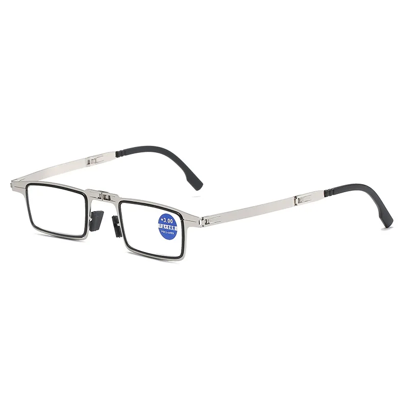 

Складные очки для чтения из нержавеющей стали, портативные очки унисекс с защитой от синего света, очки для пресбиопии для ежедневного использования