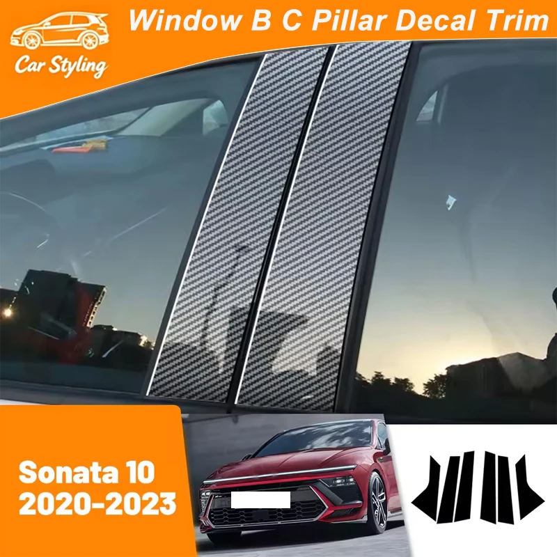 

For Hyundai Sonata 10 2020-2023 2021 2022 Carbon Fiber Window Door Column Deal B C Pillar Post Cover Trim Sticker