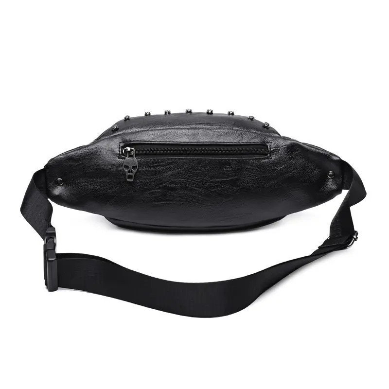 Mihaivina Men Skull Rivet Fanny Pack Waist Belt Bag For Women Leather Shoulder Pouch Bags Casual Luxury Designer Waist Pack Bag