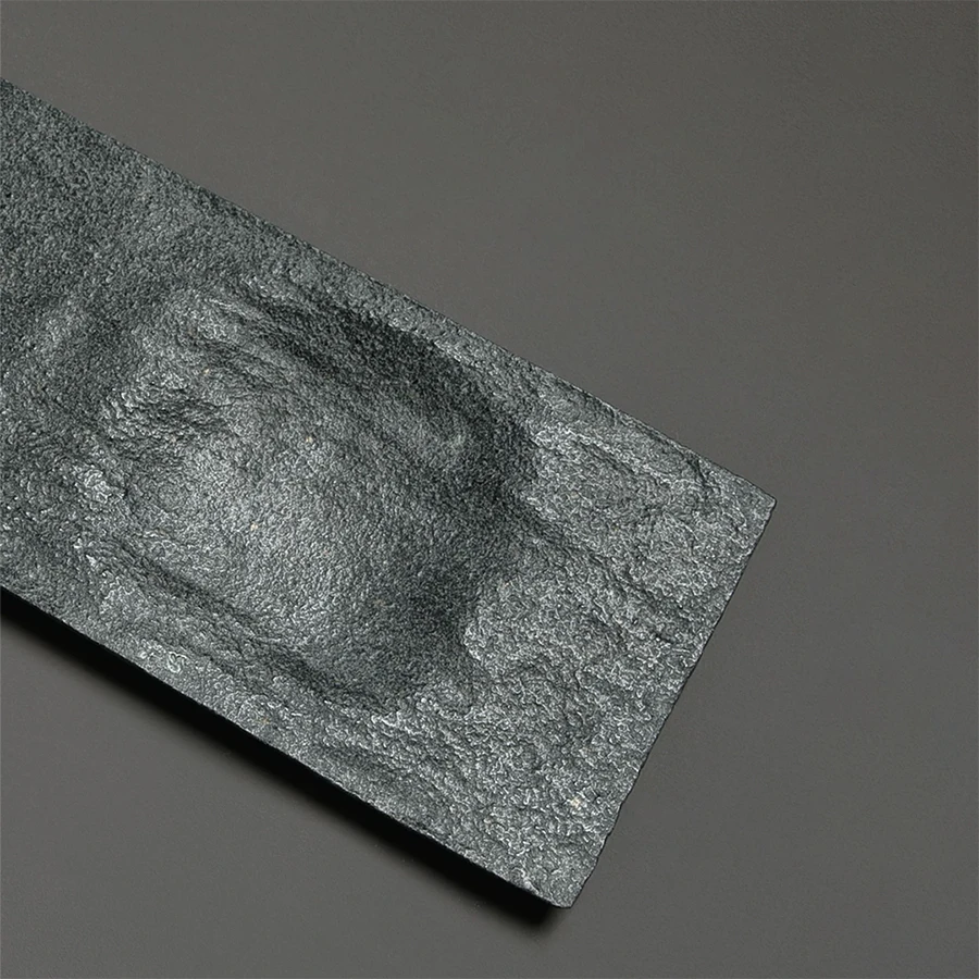 Tee Tablett Naturstein 48x16cm Handgeschnitzt Zen Teetablett Saugfähig Hitzebeständig Wabi-Sabi Wohndekoration Teezeremonie Geschenk Minimalistische Deko – Detail 4