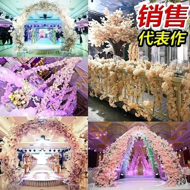 100 Stück Weiße Seiden-Kirschblütenzweige Künstliche Sakura-Blumen für Hochzeitsbogen Hintergrund Party Event Zeremonie Dekoration – Detail 7