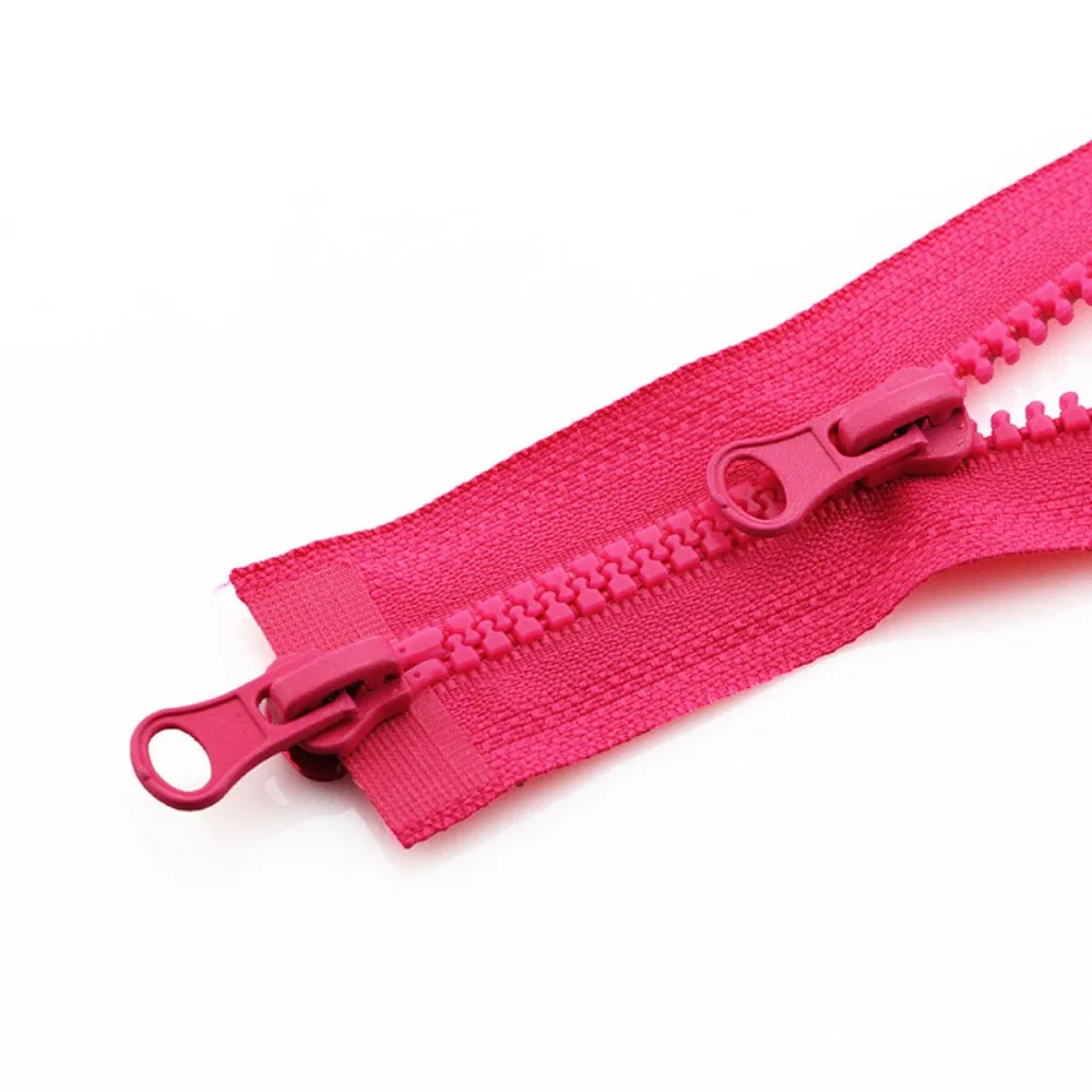 Portable 90cm Two Way Chunky Zip #5 Double Slider Resin Zipper Plastic Teeth Zipper Open End Jacket Long Zips