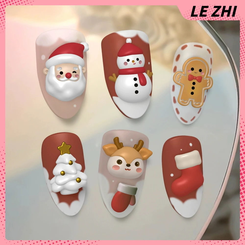 1 Uds. De dibujos animados de Papá Noel, árbol de Navidad, molde para tallar uñas, muñeco de nieve, ciervo, pan de jengibre, calcetines para hombre, molde de silicona, decoración de manicura, regalo