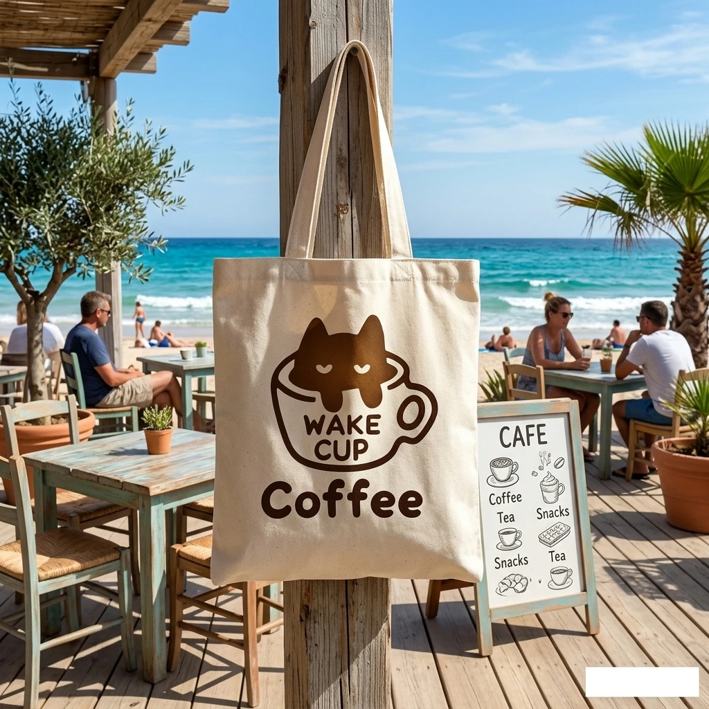 

Coffee-themed patterned canvas tote for ladies shopping beach party picnics and holiday gifts can be used over and over again