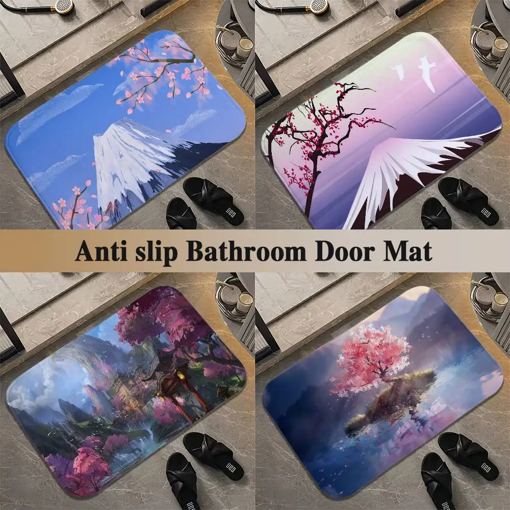 

Sakura Floor Mat Printed Large Carpets Living Room And Bedroom Carpets Bathroom Anti Slip Door MATS Small Carpets