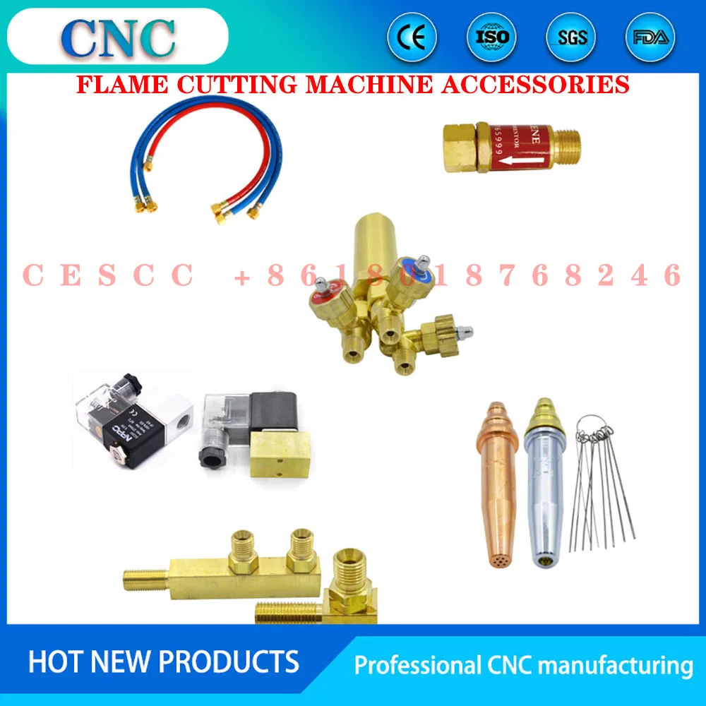 Flame cutting machine accessories DC DC24V solenoid valve copper connector acetylene propane cutting nozzle trachea