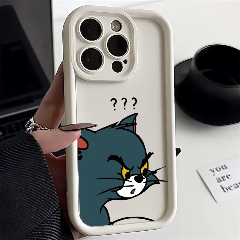 Tom And Jerry Question Mark Phone Case For iPhone 16 15 14 13 12 11 Pro Max XS Max XR 7 8 Plus MINI Y2K Cute Curious Back Cover