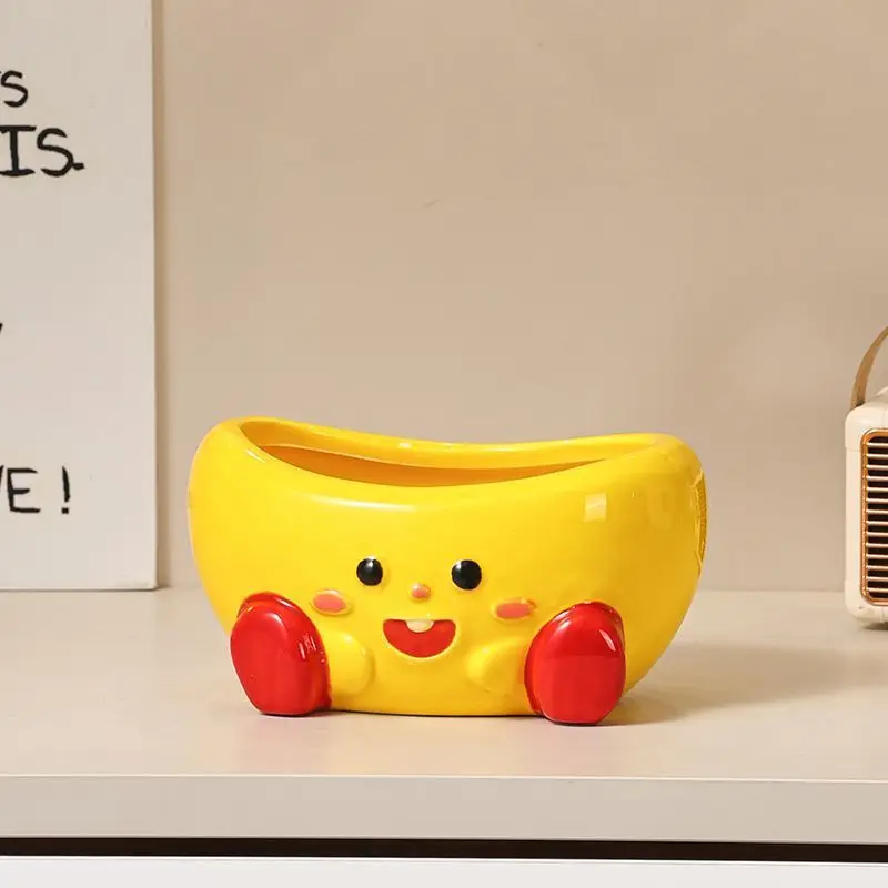 Multipurpose Decorative Fortune Ingot Storage Box for Entryway Living Room Remote Control Key Holder
