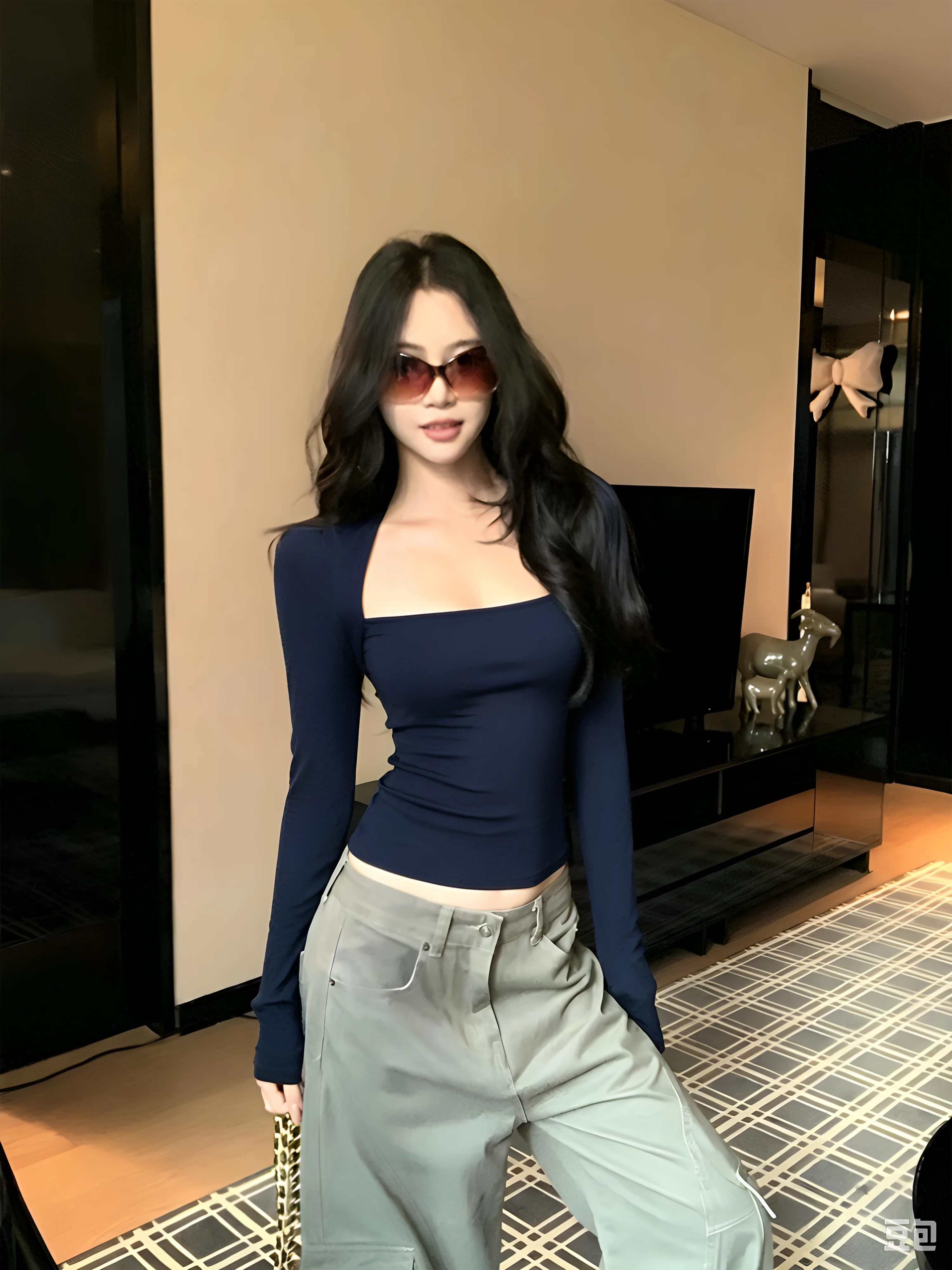 Spring Autumn 2026 Women's Slim Fit Long Sleeve T-Shirt Square Collar Base Shirt Sexy Shoulder Level Top Commute Style Korean...