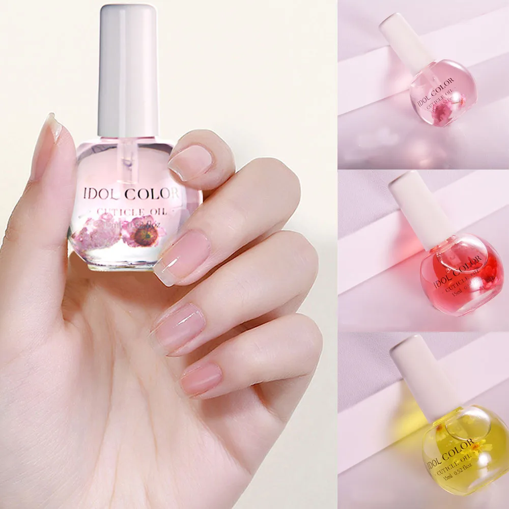 15ml Nail Nourishment Oil Dried Flowers Softener Nutritional Cuticle Glass Oil Treatment Nutritious Gel Polish Nail Care Oil