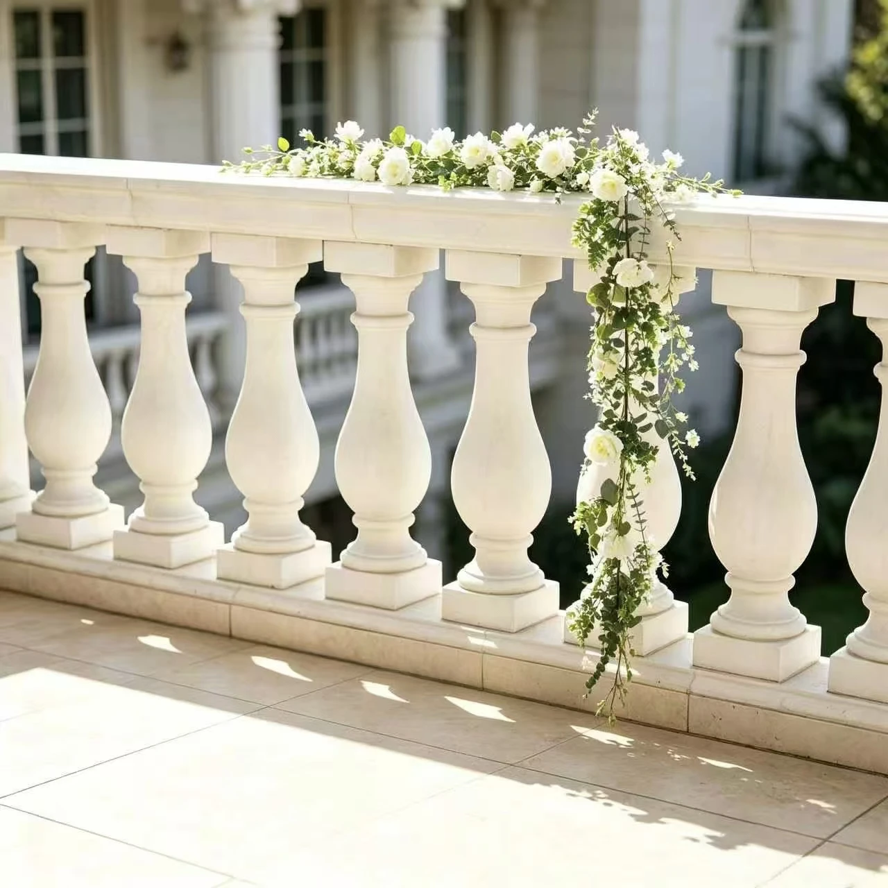 175cm/68.9in Artificial Rose Vine, Simulated White Rose Paired With Fresh Green Leaves, Home Banquet Party Atmosphere Decoration