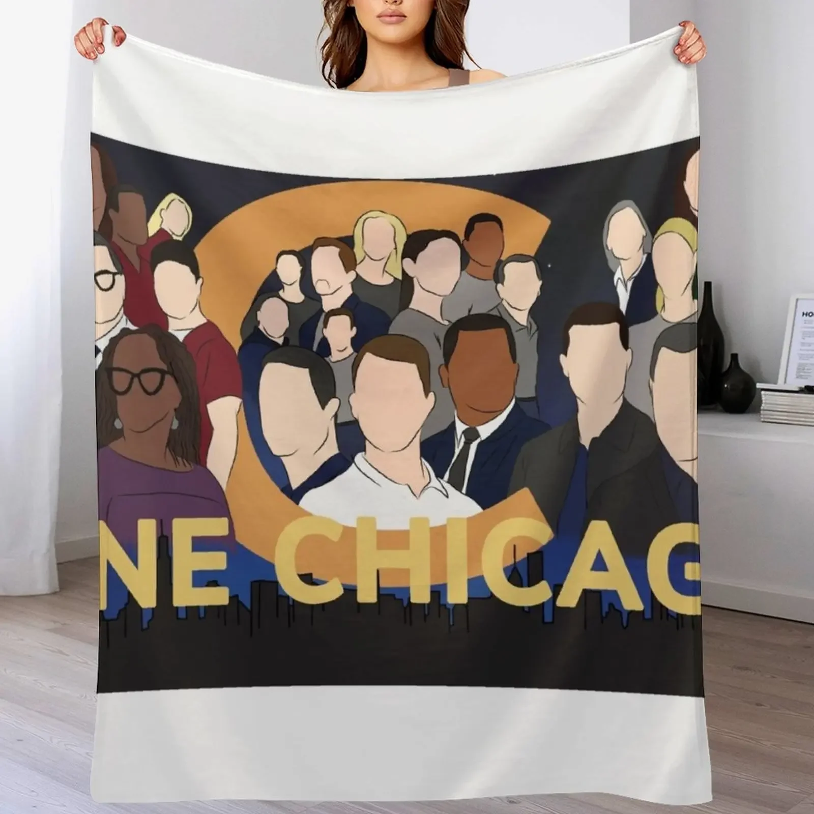 

One Chicago Poster Throw Blanket Nap Plaid on the sofa Camping Weighted Blankets