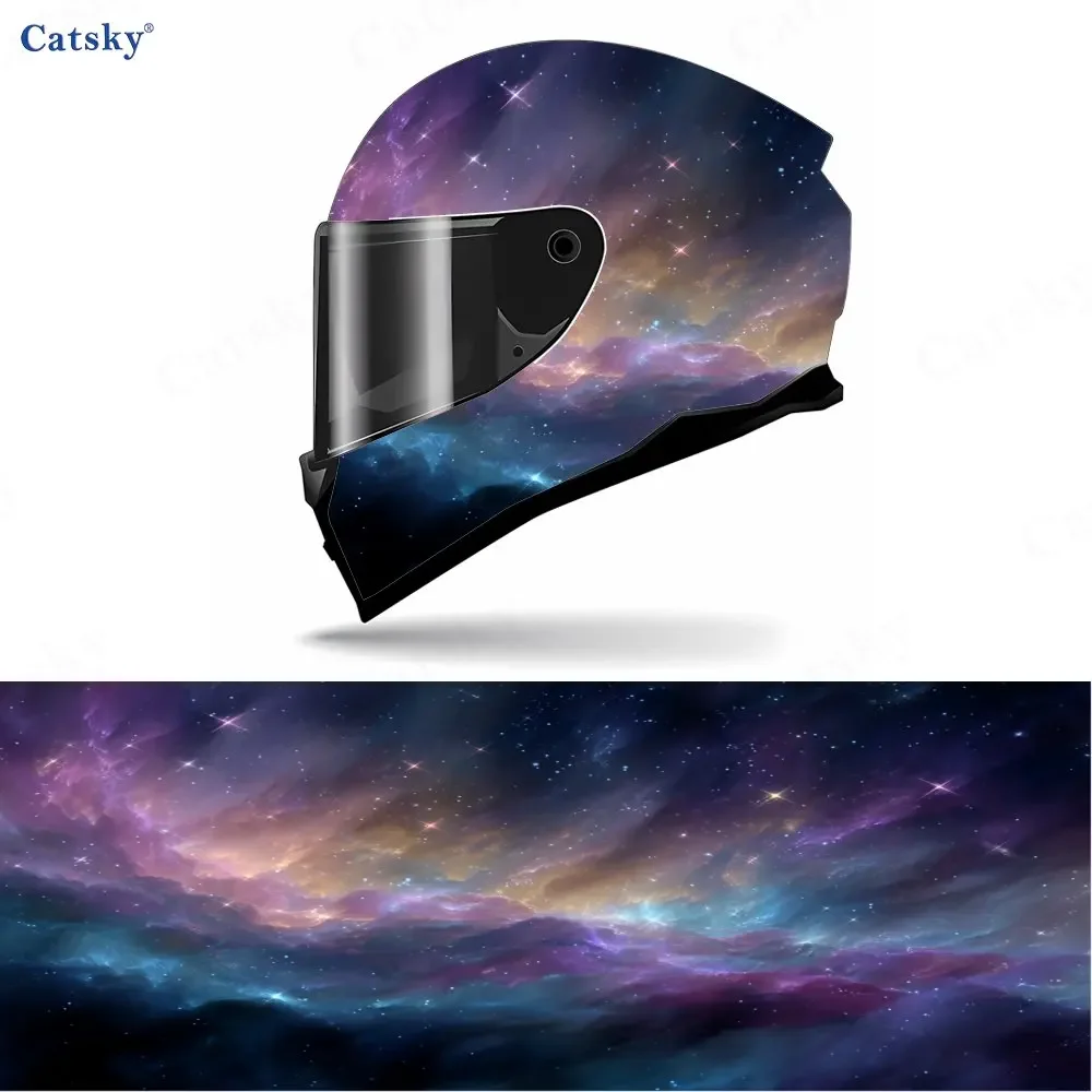 Cosmic Nebula PVC material self adhesive waterproof motorcycle helmet sticker, paste firmly and do not fall, waterproof and weat