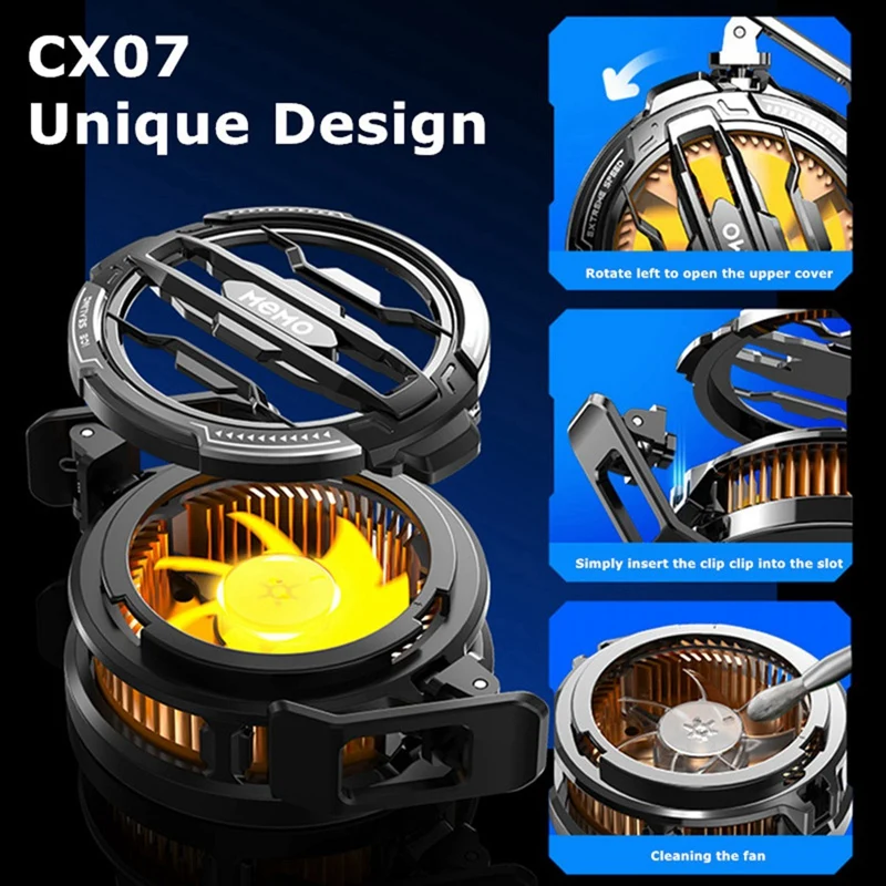 MEMO CX07 Back-Clip Mobile Phone Radiator, Semiconductor Cooling Fan For Iphone Android PUBG