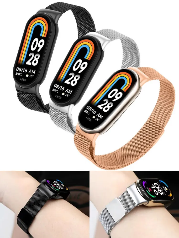 Strap For xiaomi Mi Band 8 global version accessorie Milanese Loop Replacement belt bracelet pulseira correa mi band 8 NFC strap