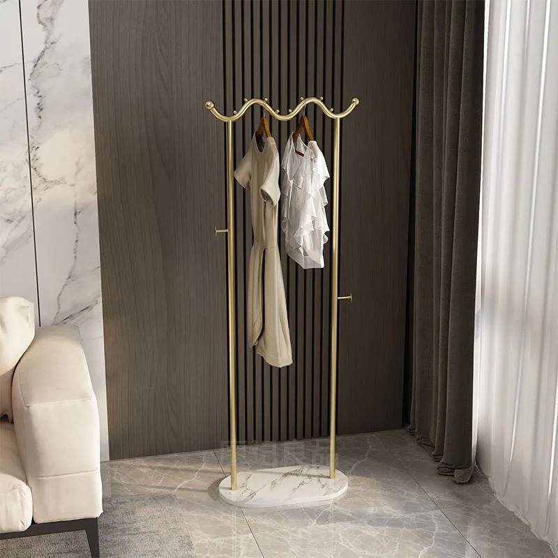 light luxury marble creative coat rack simple bedroom floor-to-ceiling wrought iron hanger Internet celebrity hanging clothes