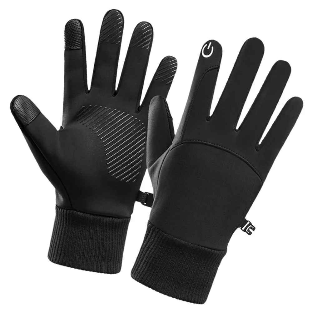 

1Pair Winter Hand Gloves Waterproof Warm Lining High-Sensitivity Conductive PU Two-Finger Touch Screen for Mobile Use