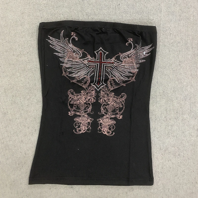 

Women's Y2K Printed Strapless Backless Slim Fit Short Top Niche Design Fashionable Vintage Style Vest for Special Occasions