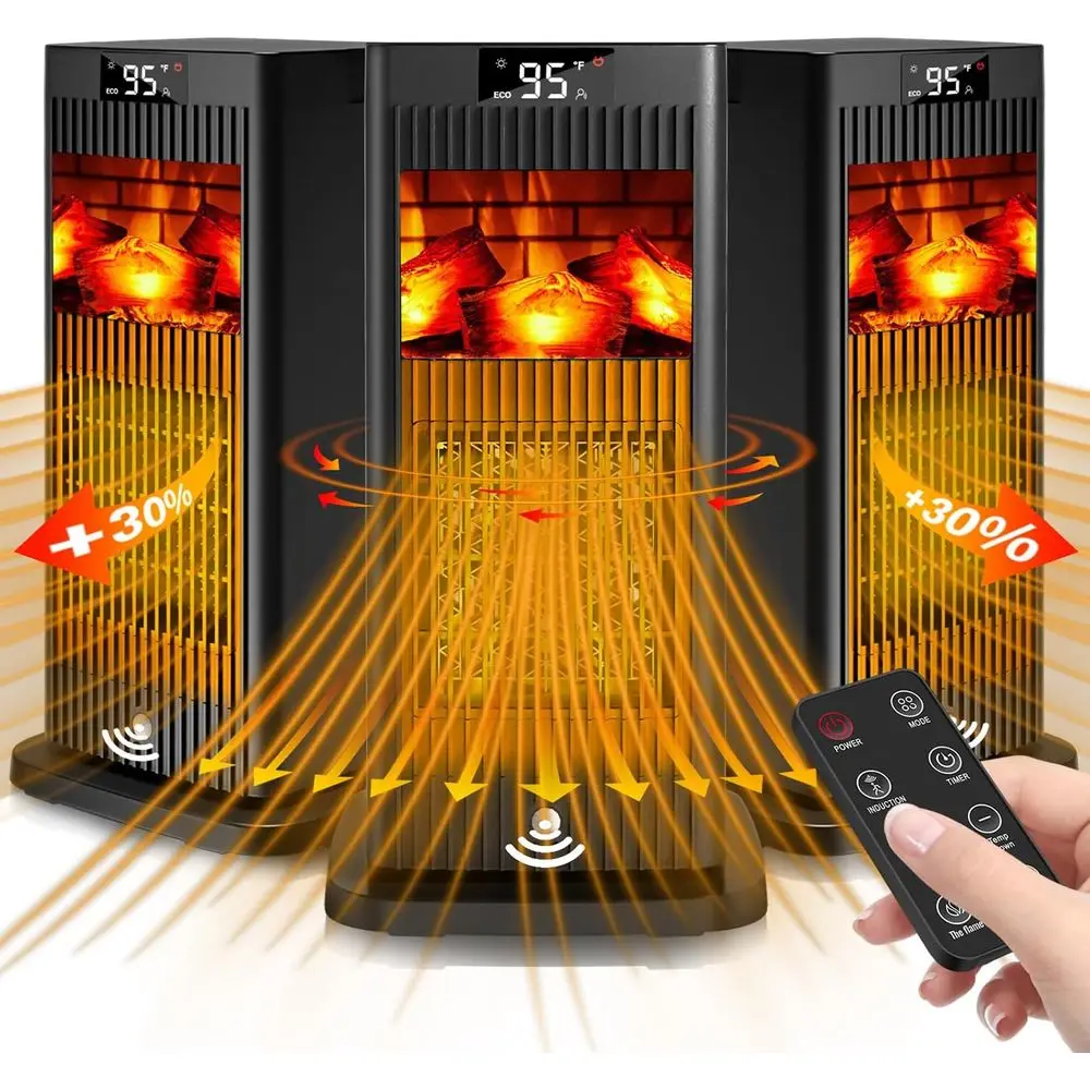 

Электрический обогреватель для небольших помещений 2024 года, осциллирующий, с инфракрасным датчиком и эффектом 3D-пламени, 1500 Вт, портативный, ЭКО-модель