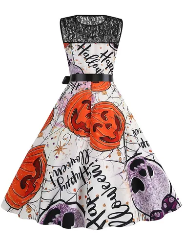 Imagen 2 del producto Vestido de disfraz de Halloween para mujer, sin mangas, de encaje, Vintage, Cosplay, carnaval, vestidos de fiesta elegantes