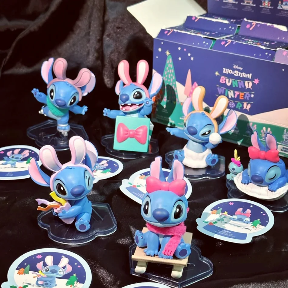 Miniso disney stitch figura brinquedo conjunto anime ponto estatuetas de ação presente natal e bonecas casa festa fornecimento decoração brinquedos