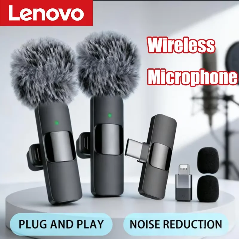 Micrófono Lavalier Inalámbrico Portátil Lenovo Mini para Transmisión en Vivo, Videojuegos, Grabación de Audio y Video, iPhone, Android
