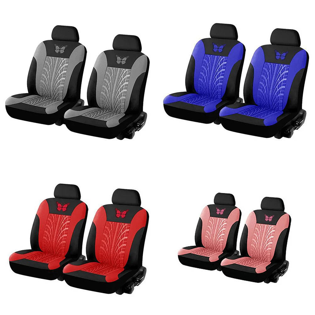 

2pcs Car Seat Covers Universal Fit Grey Modern Design Fashion Print Wear Resistant Protector For Cars Trucks Suvs Auto