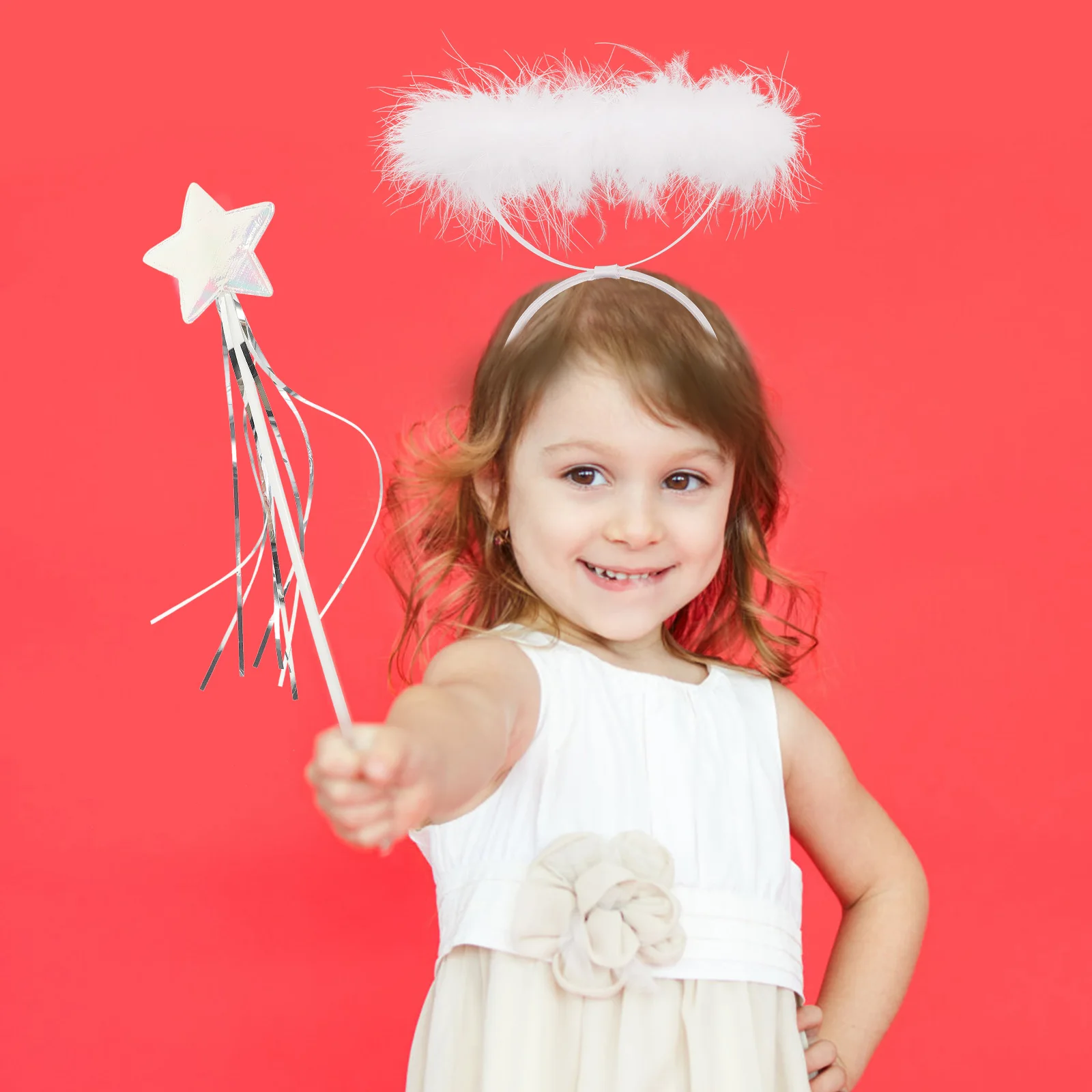 

1 set Angel Headb Fairy W Girl Costume Stylish Birthday Party Cosplay Accessories Plastic Storage Prop Set Hair Decor