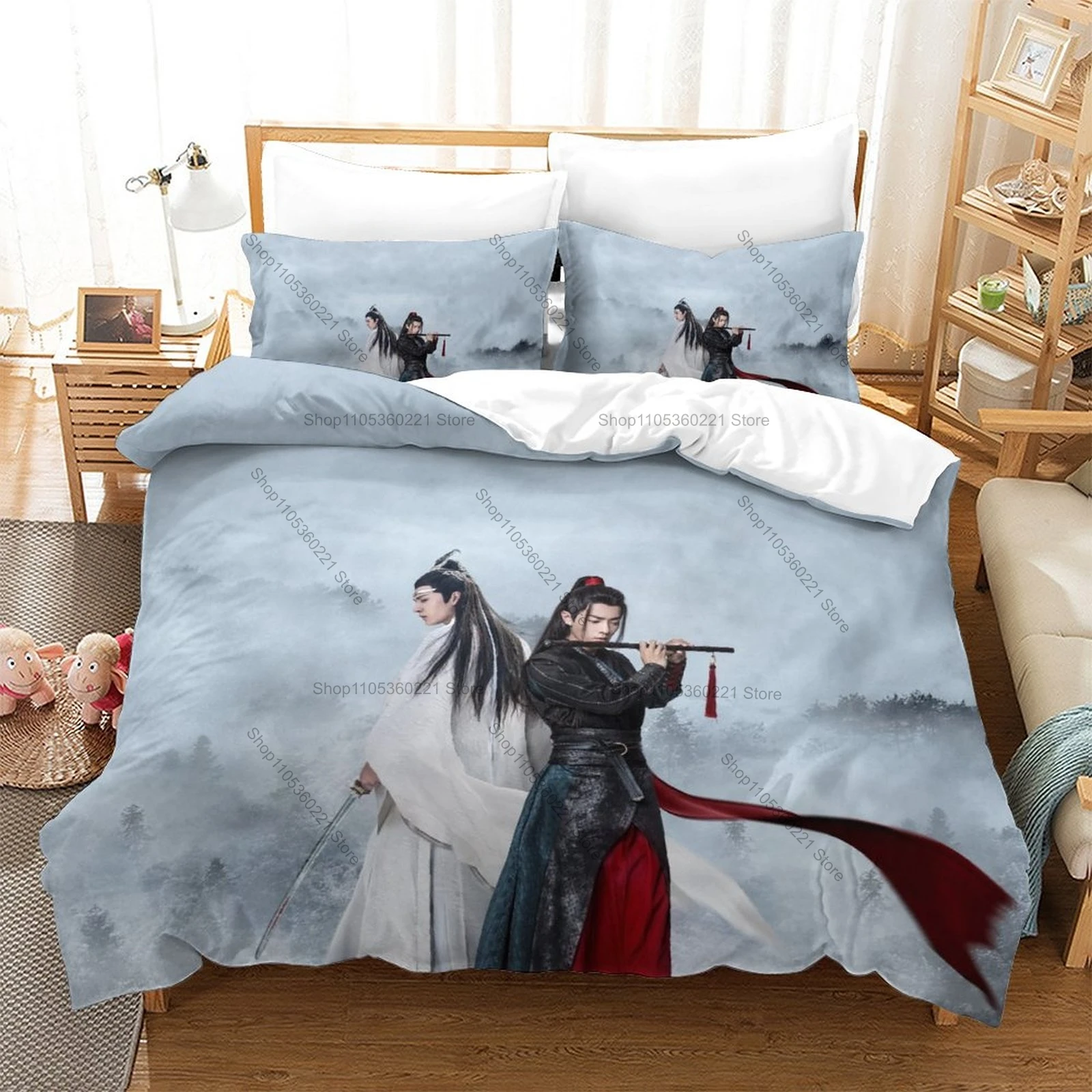 

Hot The Untamed Xiao Zhan Pattern 3Pcs Bedding Set Microfiber Duvet Cover With Two Pillowcases Home Decor Bedclothes