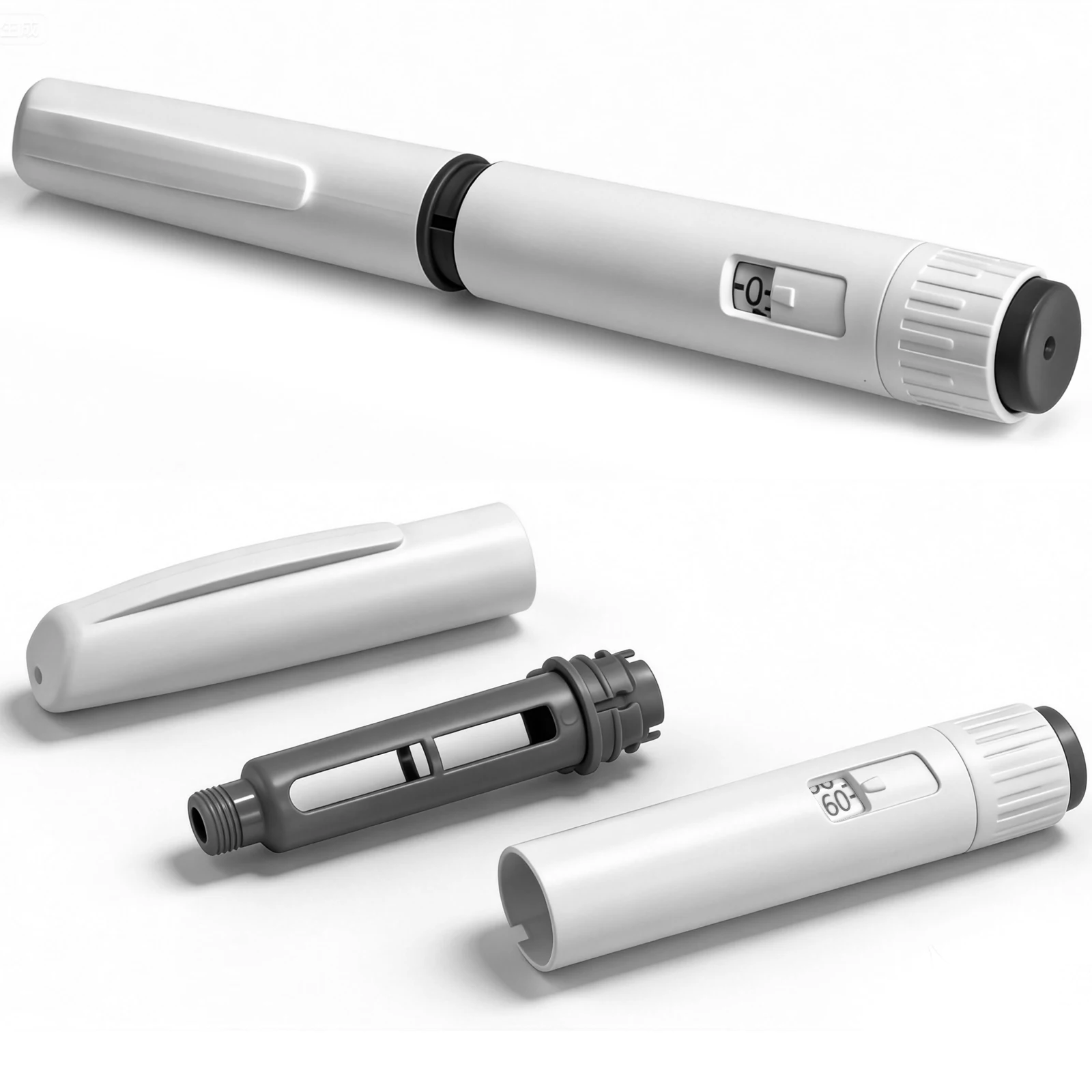 60 Unidades de Inyector Desechable Tipo Pluma con Dial de Dosis Ajustable, Pluma Aplicadora Compatible con Cartuchos de 1.5/1.8/3mL, 1 Unidad