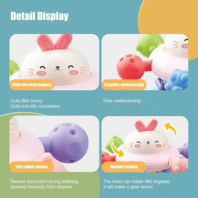 Sensorial Bunny Silicone Teething Ball para crianças, Brinquedo calmante macio, Sensorial Play Teether, Estimulante e macio, Brinquedo de desenvolvimento