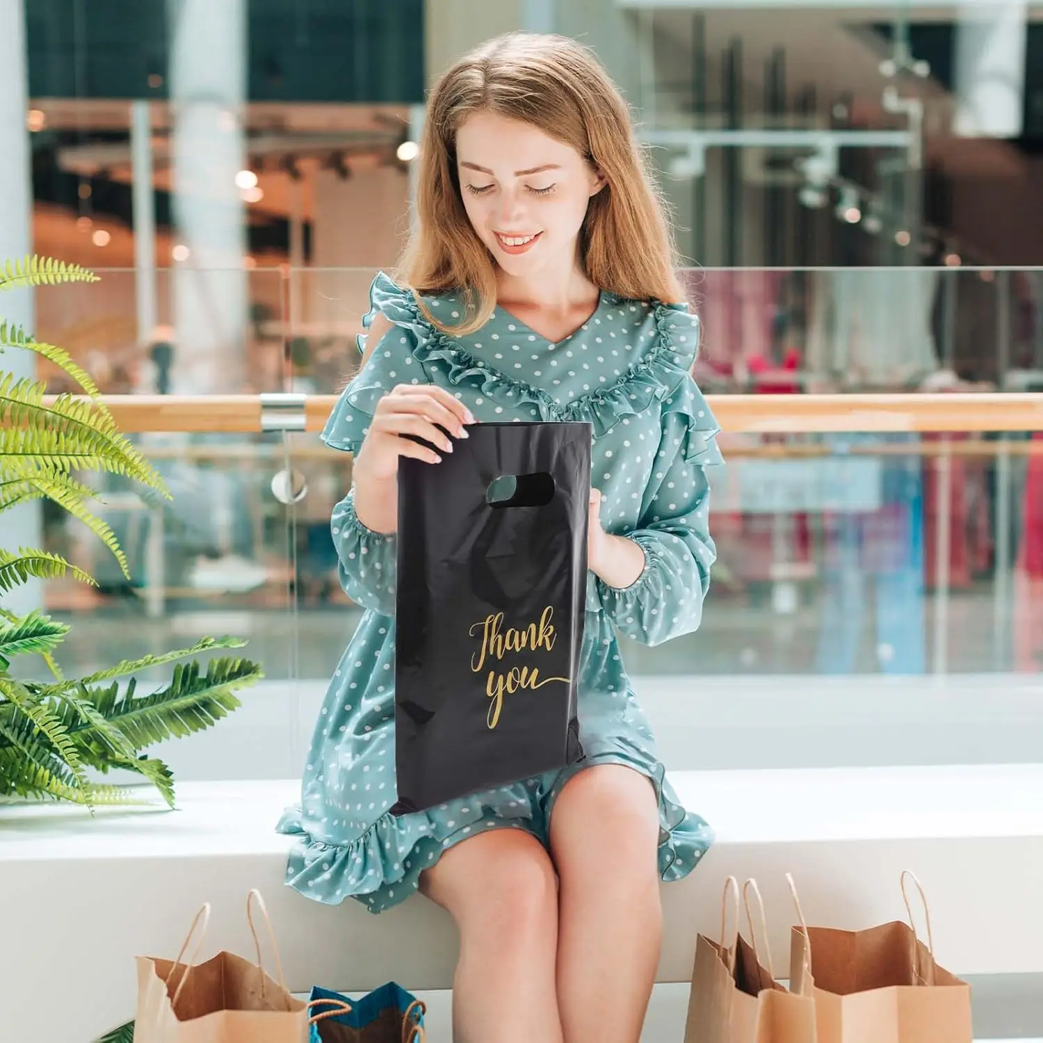 20/50 Stück wiederverwendbare, faltbare, wasserdichte PE-Einkaufstasche, strapazierfähige Boutique-Supermarkt-Einzelhandelstasche, perfekte Dankeschön-Party-Geschenktasche – Detail 4