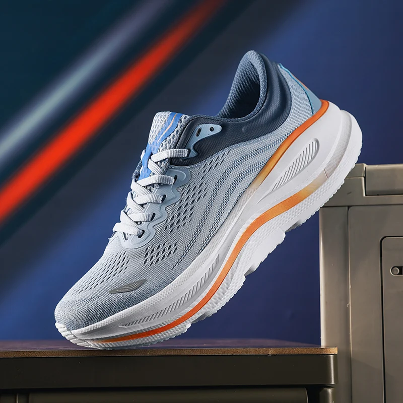 

Мужские кроссовки для бега, уличные кроссовки, тренировочные кроссовки с амортизацией, сетчатые, роскошные, для пар, внедорожные, дышащие, нескользящие, модные