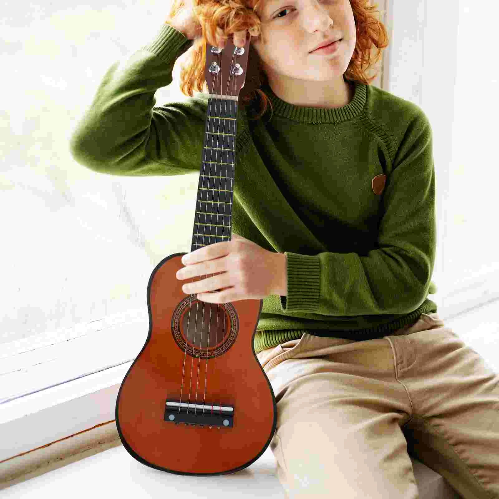 Instrumento musical guitarra infantil brinquedo criança acústica de madeira para crianças iniciantes